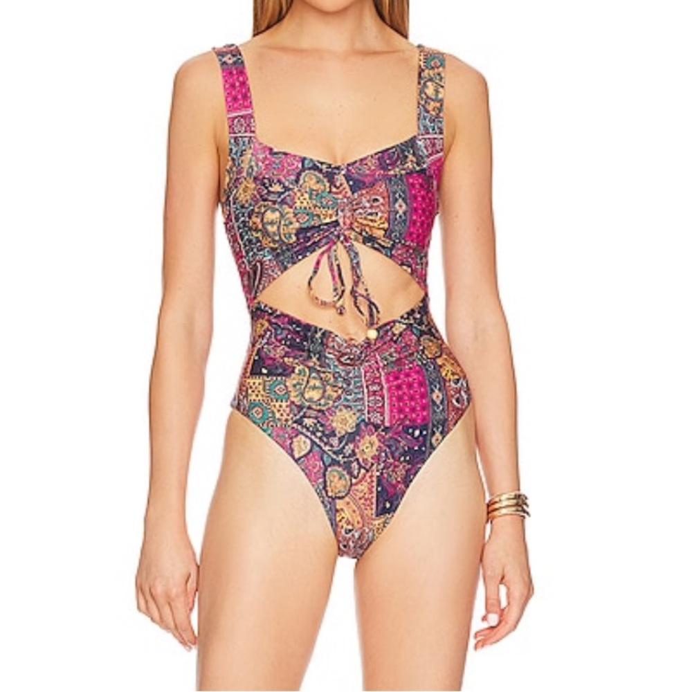 NWOT Revolve House of Harlow One‎ Piece Bathing Suit Patchwork Multicolor XS